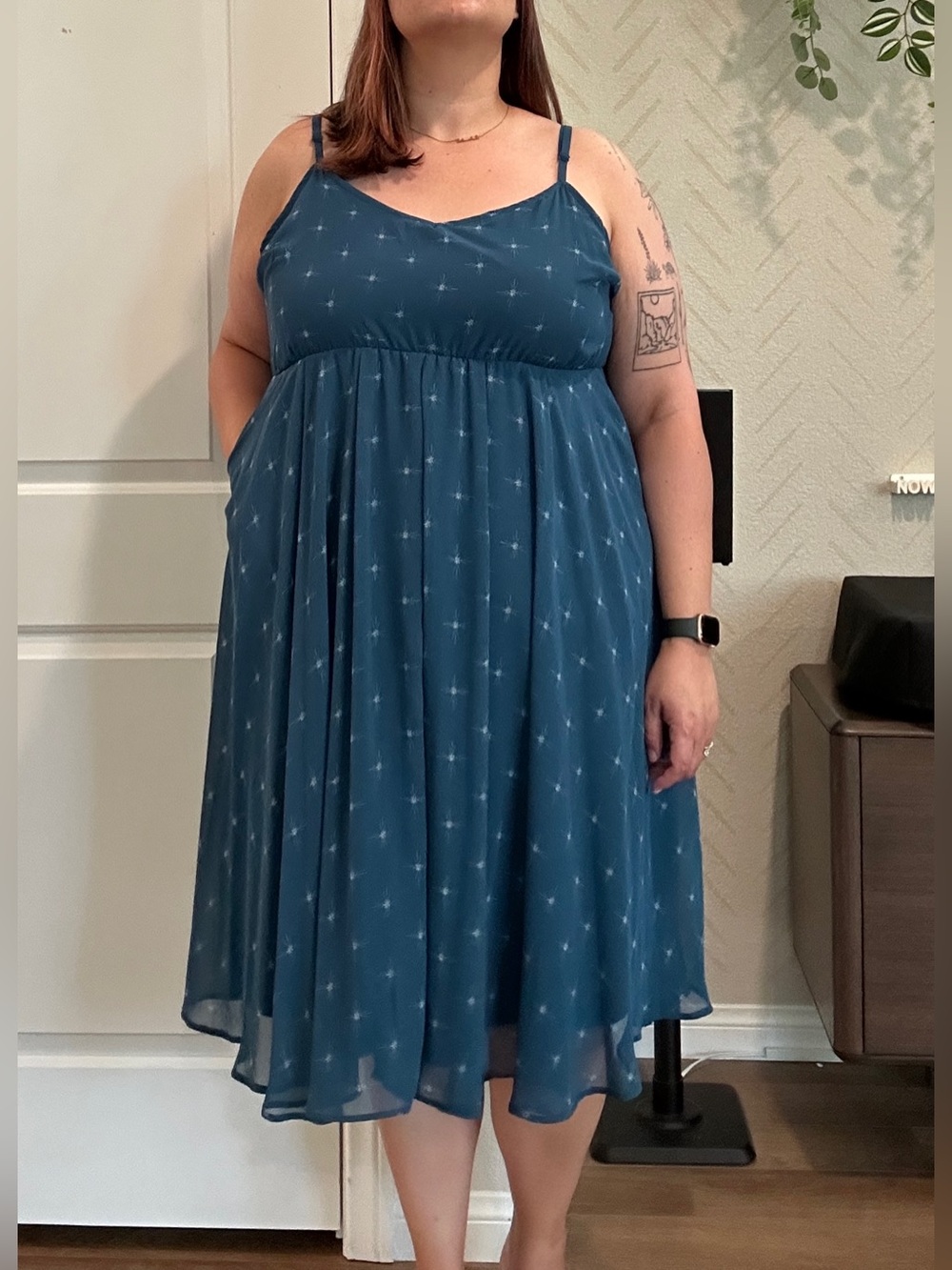 TORRID - Teal Starburst Babydoll Dress W/ Pockets!